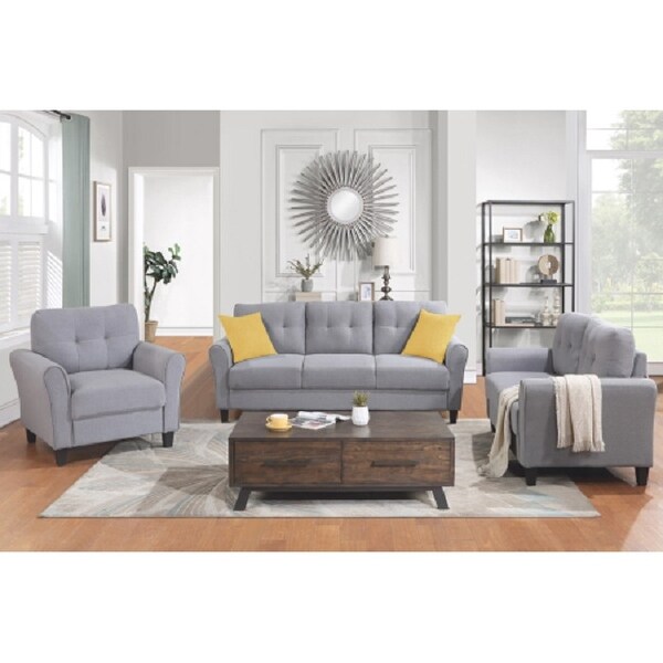 Living Room Sofa Set Linen Upholstered Couch Furniture for Home or